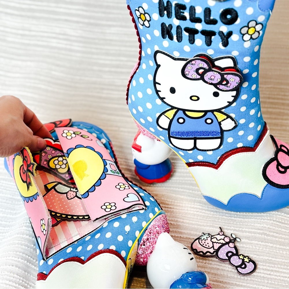 Irregular Choice Hello Kitty Dress Up Character Heel Boots Size 39 Rare Collab - Picture 3 of 10